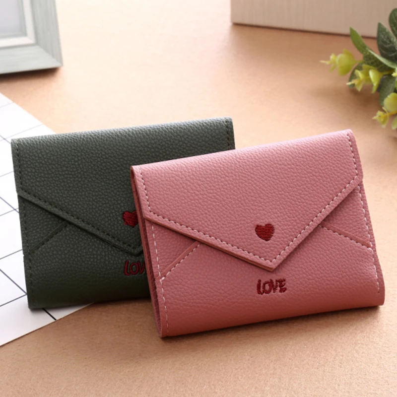 

Women Wallet Short Leather Ladies Embroidery Designer Wallets for Women Mini Candy Color Clutch Brand Female Card Holder