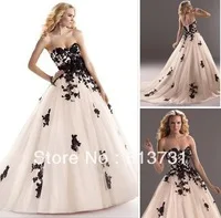 Vintage A Line Black lace champagne Wedding dresses Bridal Gown with Lace up back 3MT781