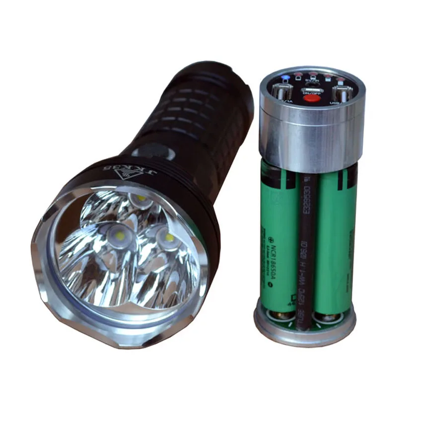 

3L2 3 X XM-L2 LED 3000 lumens rechargeable flashlight 5V 2A Dual USB Mobile 18650 power bank box Charger