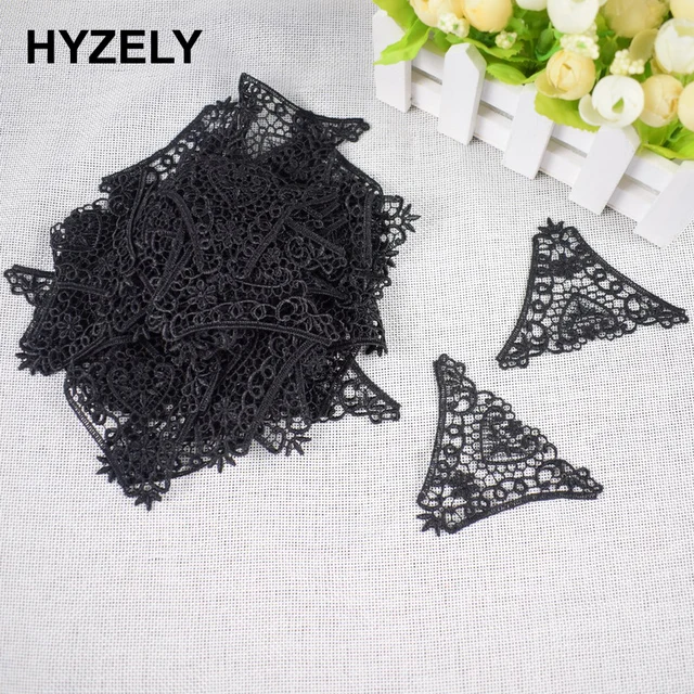 20 pz/lotto Triangolo Nero Del Merletto di Applique Maglia Trim Per Abbigliament 20 pz/lotto Triangolo Nero Del Merletto di Applique Maglia Trim Per Abbigliament