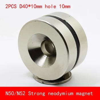 

2PCS/lot 40x10mm hole 10mm N50 N52 super strong neodymium magnet hole
