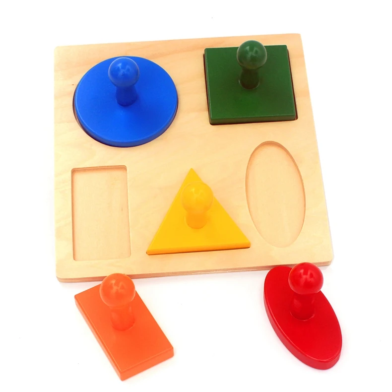 Auxiliares de Ensino Tipos de Formas Alta Qualidade Montessori Materiais Brinquedos Geometria Forma Solide Madeira Cinco Geométricas Placa Matemática 4 Brinquedos mat.