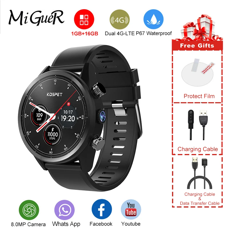 

Kospet Hope Lite 4G LTE IP67 Waterproof Smart Watch Phone 1.39"AMOLED 1GB RAM 16GB ROM Android 7.1.1 MTK6739 1.25GHz Ceramic