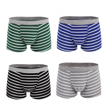 

3Pcs /lot cotton striped men underwears boxers mens panties breathable comfortable men's underpants plus size male boxer