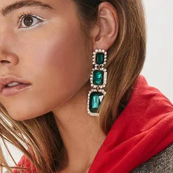 

Best lady New Long Earrings Layer Bohemian Crystal Luxury Drop Dangle Earrings For Women Wedding Engagement Accessory Wholesale