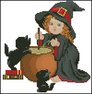 

Needlework 14CT 16CT 18CT Cross Stitch, DIY Count Cross Stitch, Embroidery Set, Magician turns cat