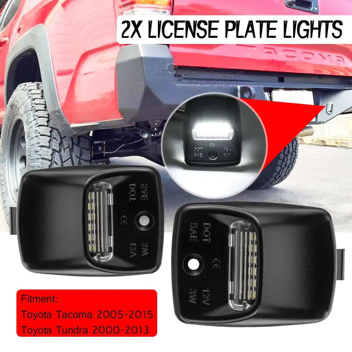 

2PCS 12V LED Number License Plate Light Lamps Error Free Car License Plate Lights for Toyota for Tacoma for Tundra 2005-2015
