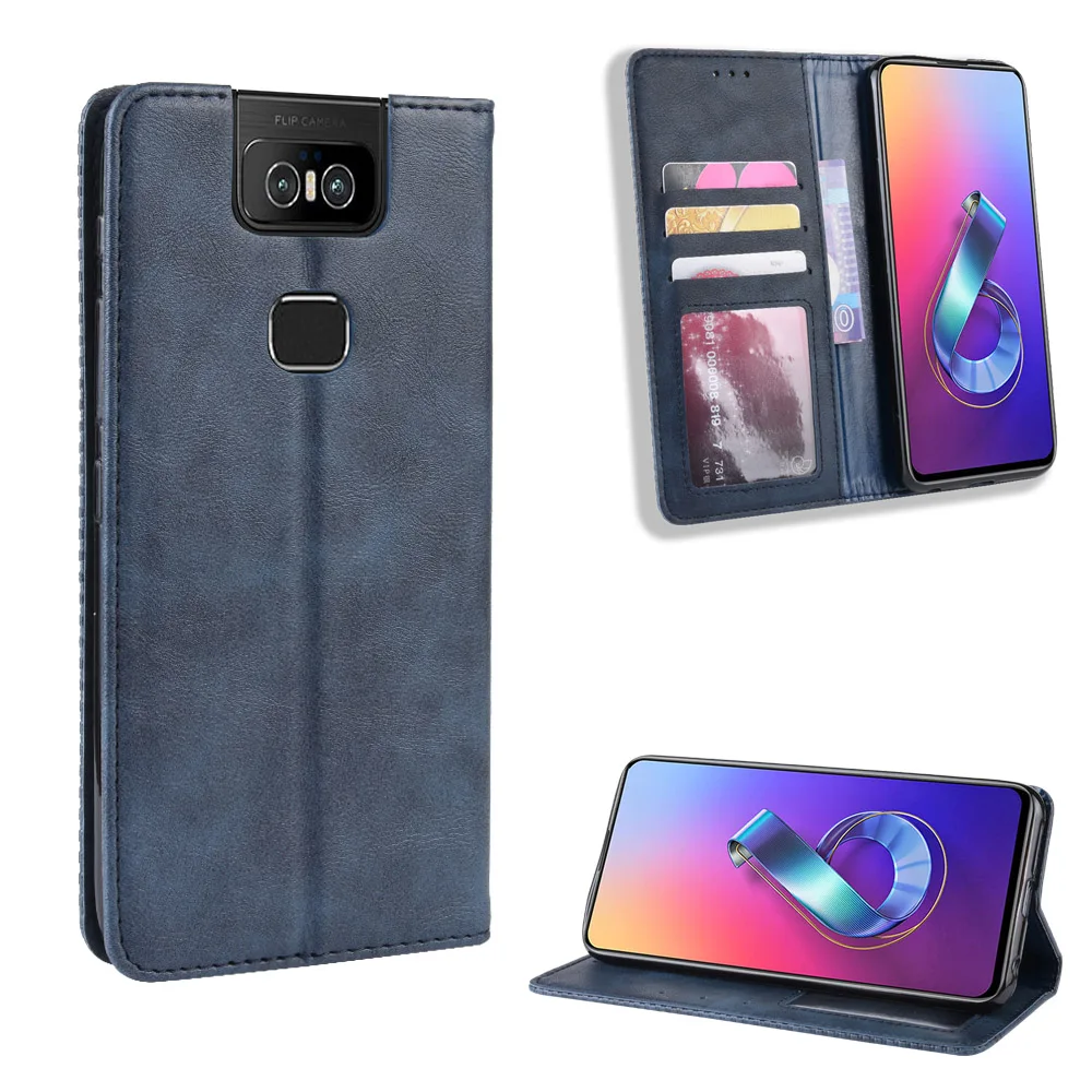 

Flip Case For Asus Zenfone 6 ZS630KL 2019 Wallet Vintage Leather Cover Coque For Asus Zenfone 6z ZS630KL 6 Z Phone Back Cases