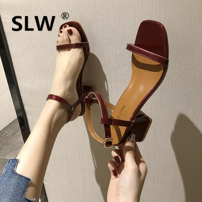 

Strappy sandals Rome Microfiber Casual summer shoes new arrival Med heels Solid Pure colour tacones sandalias schoenen Concise