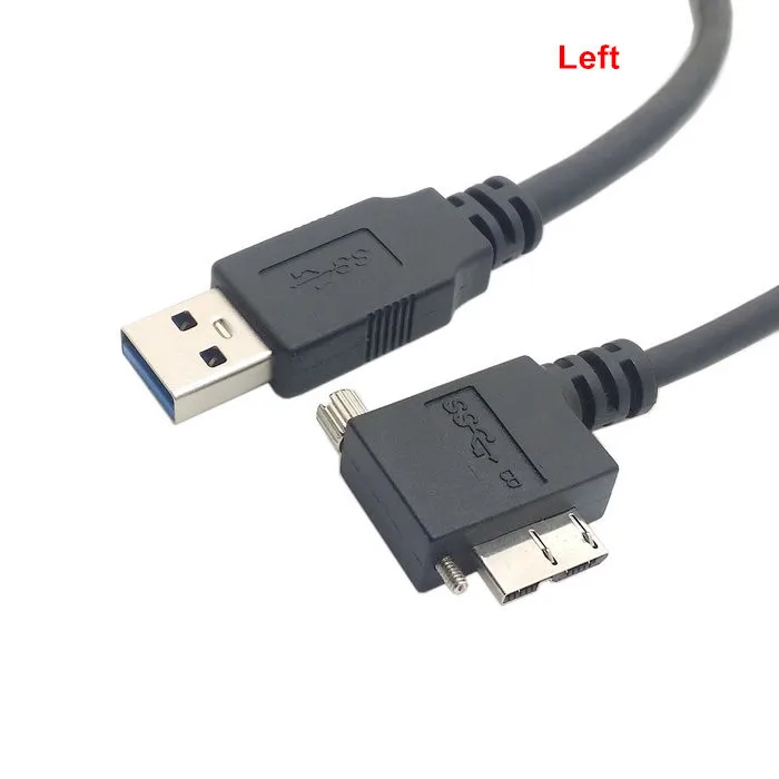90 Degree Right & Left & Up & Down Angled Micro B USB 3.0 Lock Screw Mount to USB 3.0 USB3.0 A Type Male Data cable 1.2m 3m 5m