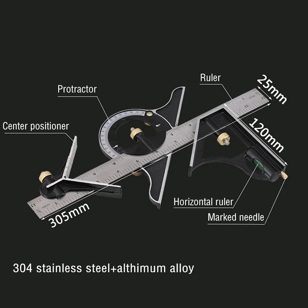 3в1 300 мм 0-180 градусов Мульти комбинированный проверочный УГОЛЬНИК угол искатель транспортир стилус со спиртовым уровнем набор измерительных инструментов