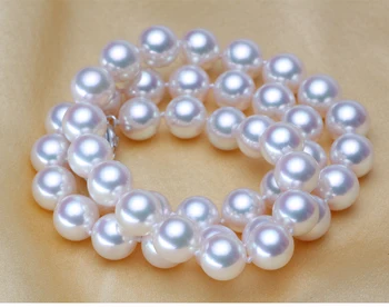 

Free shipping Akoya 7.5-8.5mm circle light seawater pearl necklace