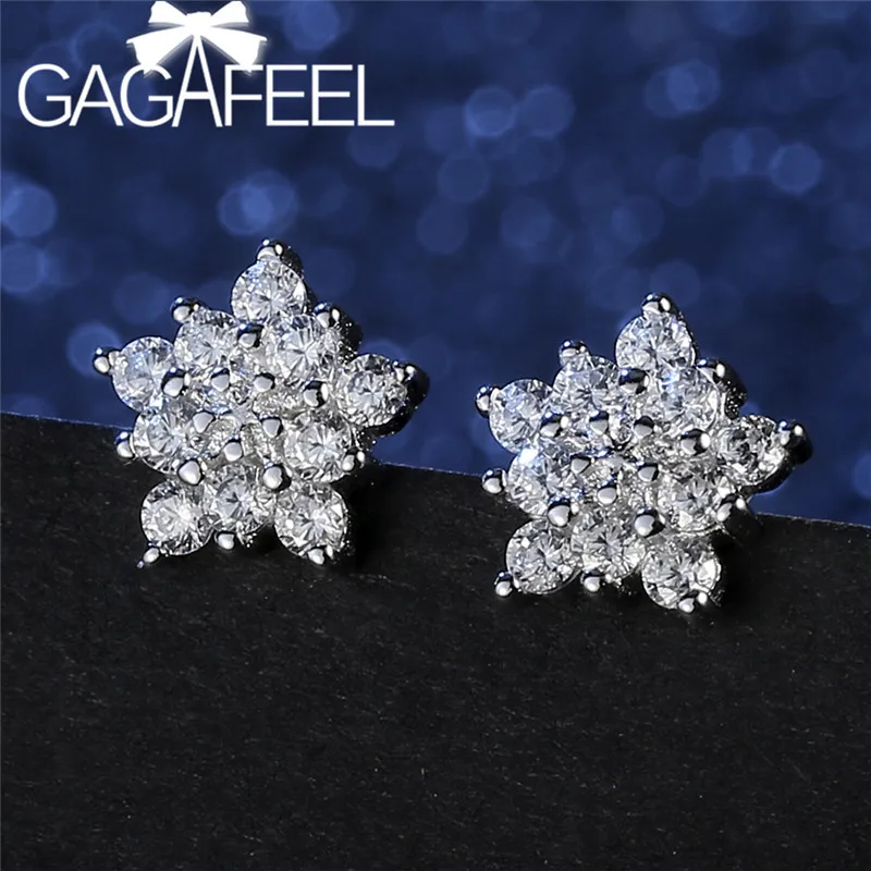 

GAGAFEEL Silver Star Earrings 925 Sterling Silver Jewelry Zircon Earrings Studs for Women Girls brincos Best Gifts