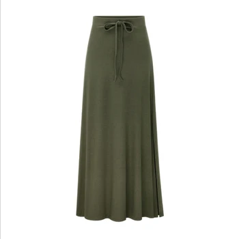

Bigsweety High Quality Women Pleated Long Skirt Fashion Slit Belted Maxi Skirt Autumn Winter High Waist Vintage A-Line Skirts