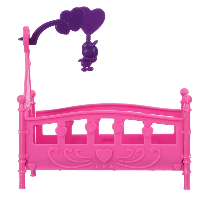 

2018 New Fashion One Set Doll Accessories Cute Platic Rocking Cradle Bed Play House Toys For Mini Doll House Furniture For Doll