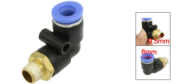 8mm OD Tube to 9.5mm M Thread Pneumatic Elbow Connector Quick Fitting