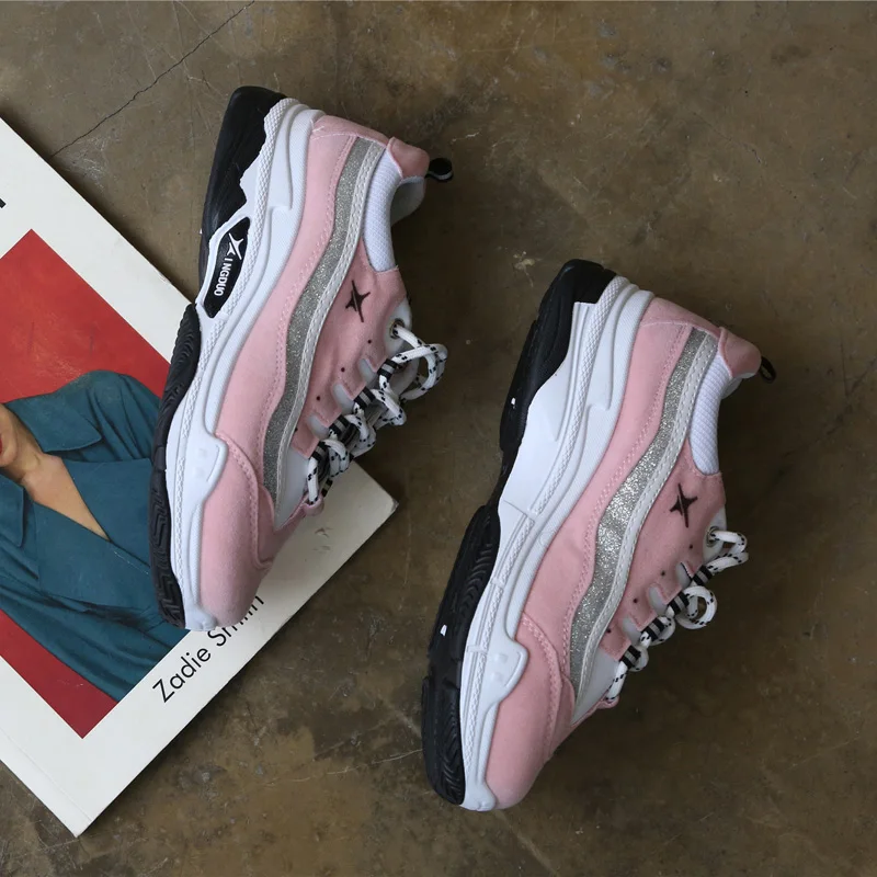 New Hot Style Women Running Shoes Lace Up Athletic Shoes Outdoor Walking PU Leather Waterproof Wedges Platform Women Shoes Women's Shoes