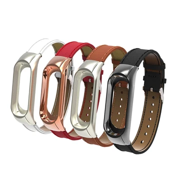 

Replacement Metal Frame Crofiber Leather Strap Sport Smart Bracelet For Xiaomi 3