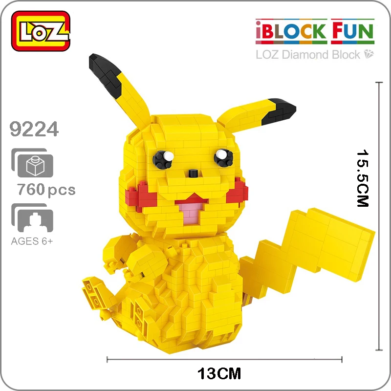 

LOZ 9224 Pokemon Pikachu Pocket Monster Animal Figure 3D Model DIY Nano Blocks Bricks Assembly Diamond Mini Building Toy no Box