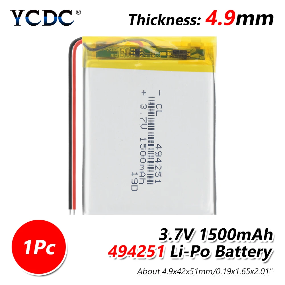 494251 3,7 V 1500mAh литий-полимерный литий-ионный аккумулятор для Q50 G700S K92 G36 Y3 Детские умные часы mp3 Bluetooth гарнитура - Цвет: 1 PCS