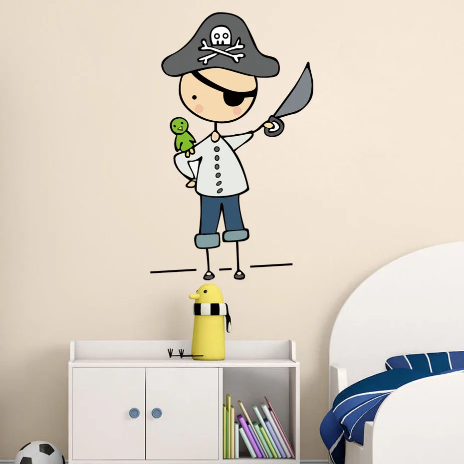

Cartoon Pirate Mateys Color Wall Stickers For Kids Rooms Nursery Removable Wallpaper Posters Bedroom Wall Art Decals Home Decor
