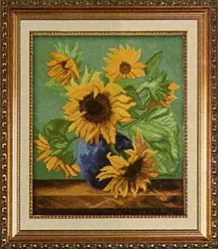 

Embroidery Needlework Crafts 14CT Unprinted DIY Quality Cross Stitch Kits Handmade Arts Oil Painting Blue Porcelain Sunflowe