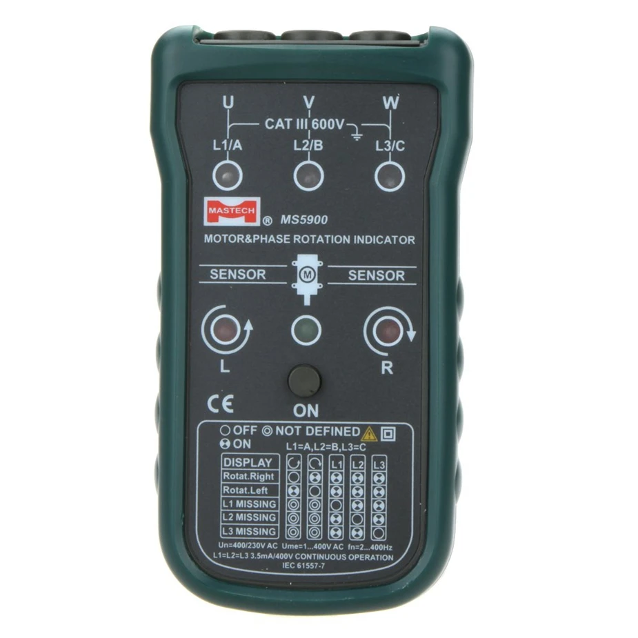 

MASTECH MS5900 3 Motor Meter Sequence Tester LED Field Rotation Phase Indicator