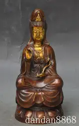 Рождественский старый китайский буддизм бронза позолота Жуи Гуань-Инь Гуаньинь Бодхисаттвы статуя Будды Хэллоуин