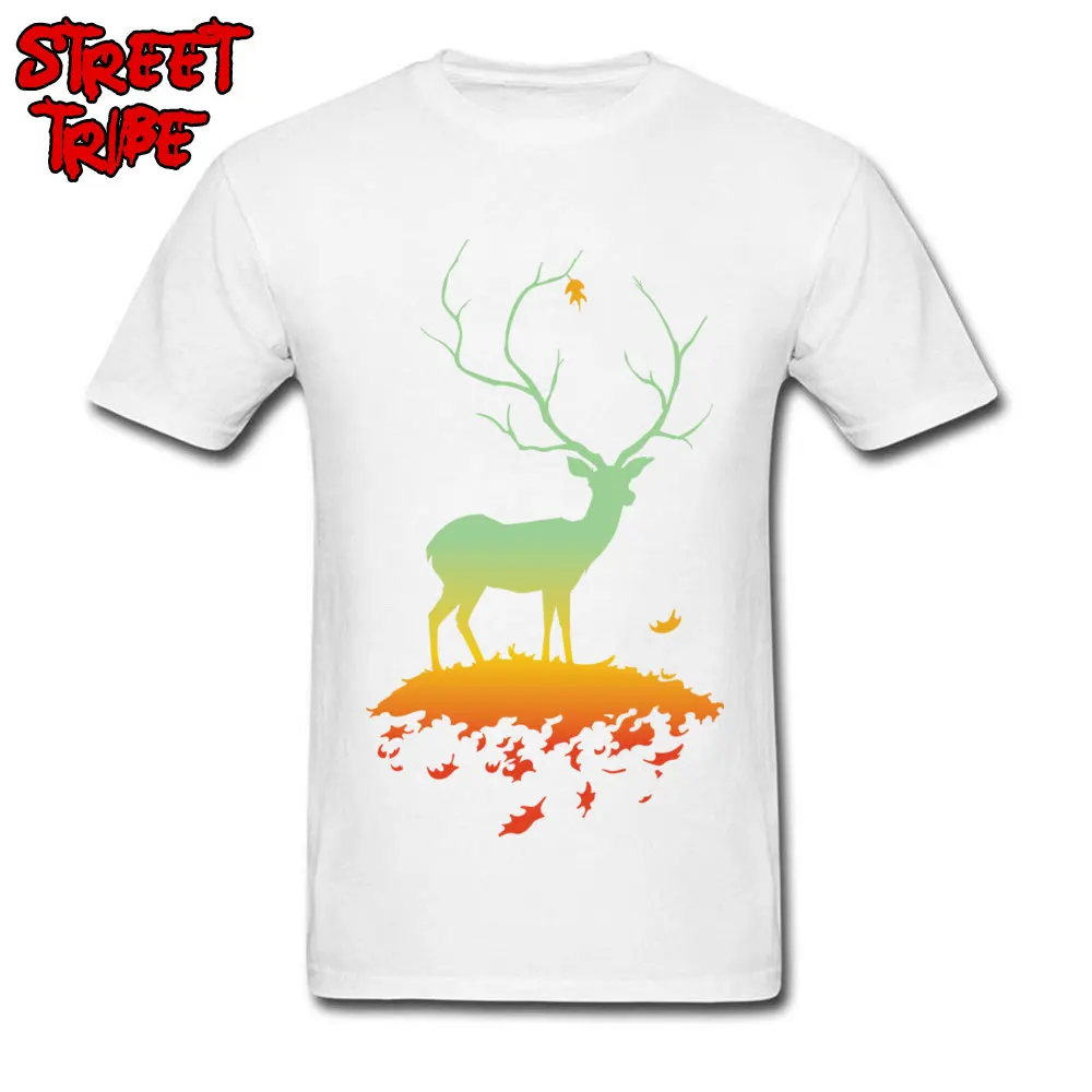 Cool Fawn and Flora Men T Shirt Fashion Summer/Autumn Short Sleeve Crewneck Cotton Tops Shirts Customized Tops Tees Fawn and Flora white