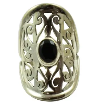 

Lovegem Genuine Black Cut Stone Ring 925 Sterling Silver,Size:8.25 , AR3077