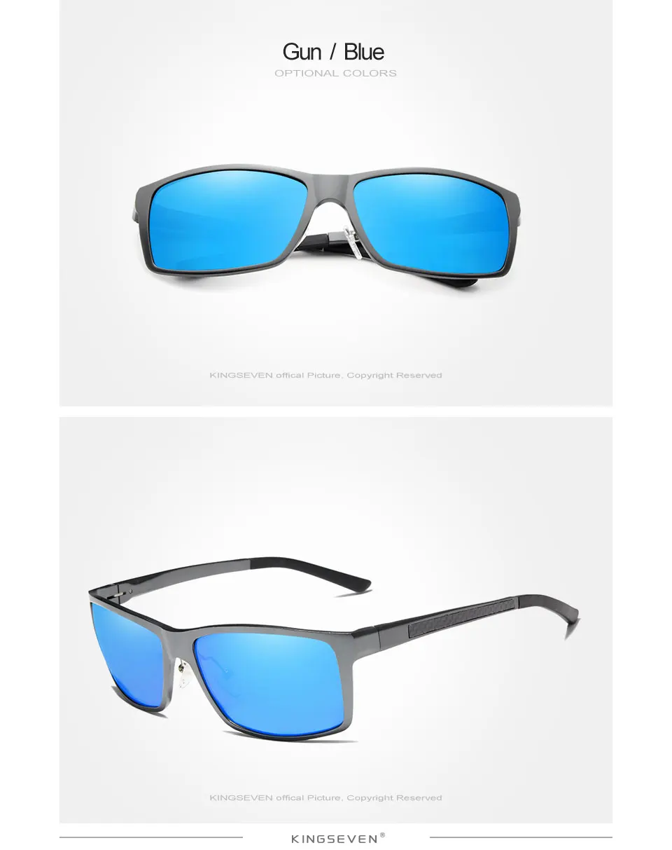KINGSEVEN Brand Design Fashion Aluminum Magnesium Sunglasses Men Polarized Driving Eyewear For Men UV400 Oculos N7021