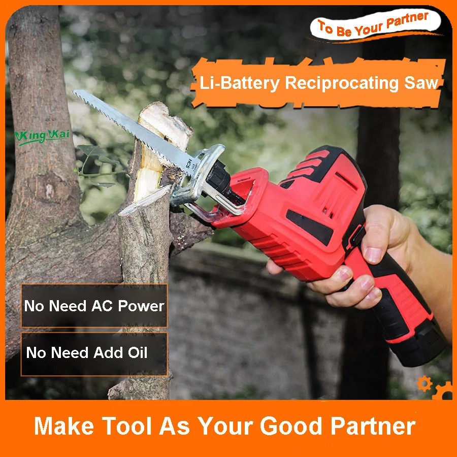 KK 12V 21V Lithium Battery Cordless Electric Reciprocating Saw Wooden Metal PVC PE Pipe Cutting Home Use Electric Saw