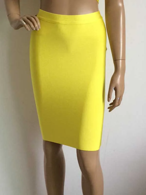 С фабрики, различные цвета, эластичная трикотажная мода, повязная юбка знаменитостей(H0770 - Цвет: Цвет: желтый