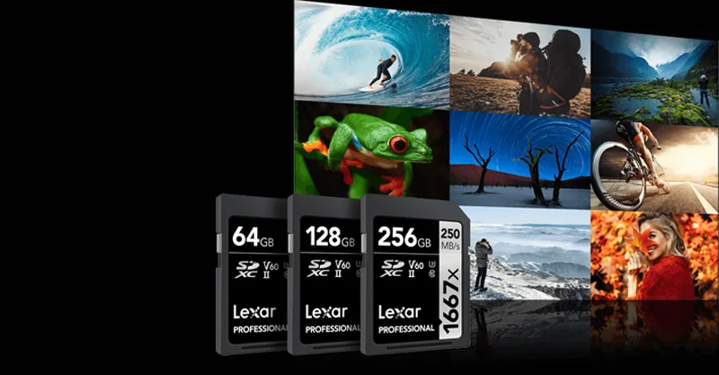 флешкафлешка Новый оригинальный Lexar SD Card 64 Гб 128 256 SDXC UHS-II U3 250 МБ/с. 1667x флэш-карта памяти для 3D 4 K цифровой Камера карты