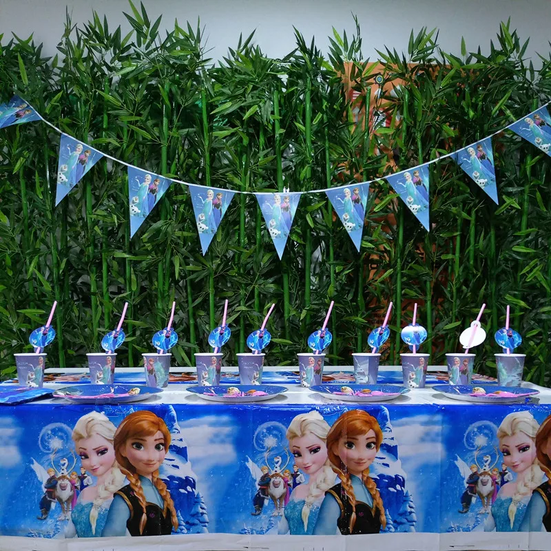 

82pcs Frozen Freezing Anna Tablecloth Cups Plates Napkin Knife Fork Spoon Kids Birthday Party Supplies Decoration Favors