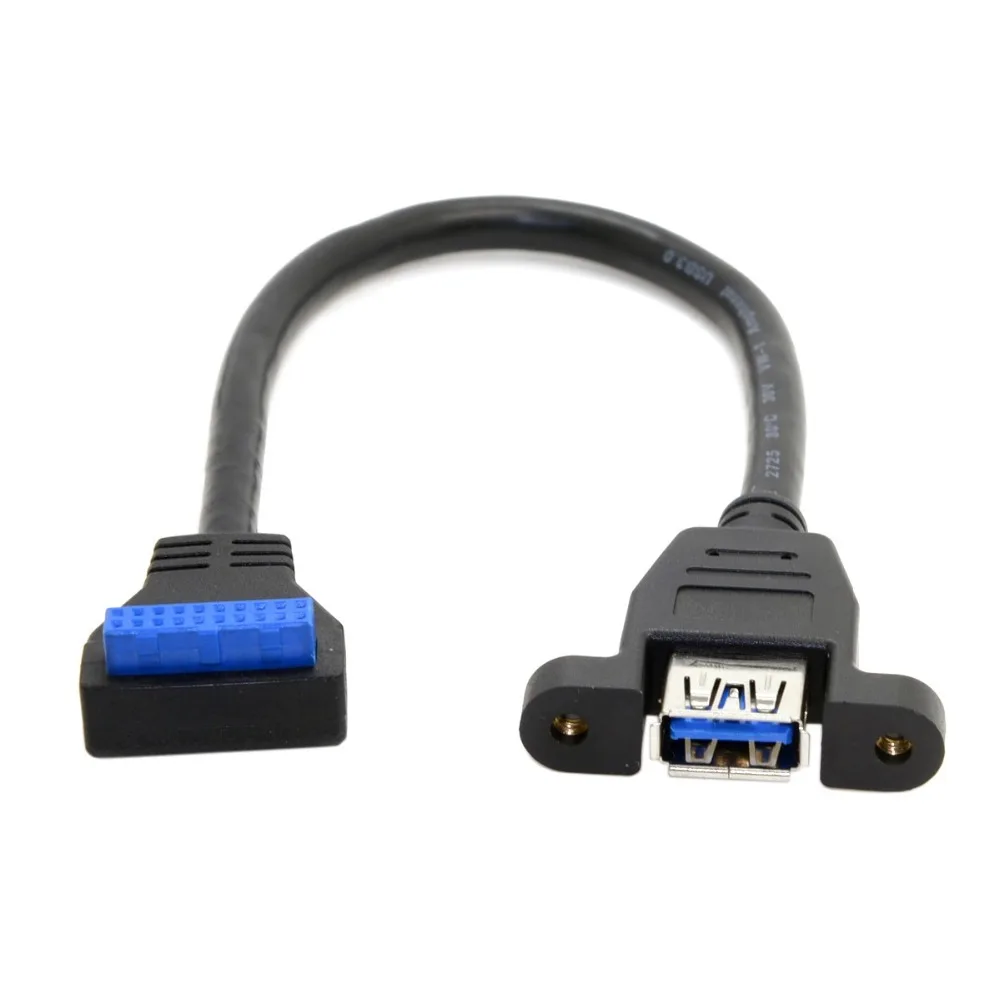 

USB 3.0 A Female Screw Mount Type to Motherboard 20pin Header Cable 90 Degree Angled 30cm