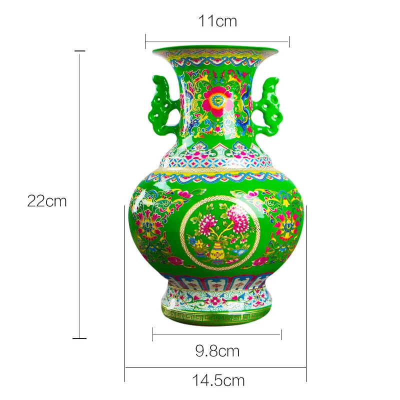 Цзиндэчжэнь Античная эмалированная китайская керамическая ваза для дома или офиса, декоративные фарфоровые вазы - Цвет: 5