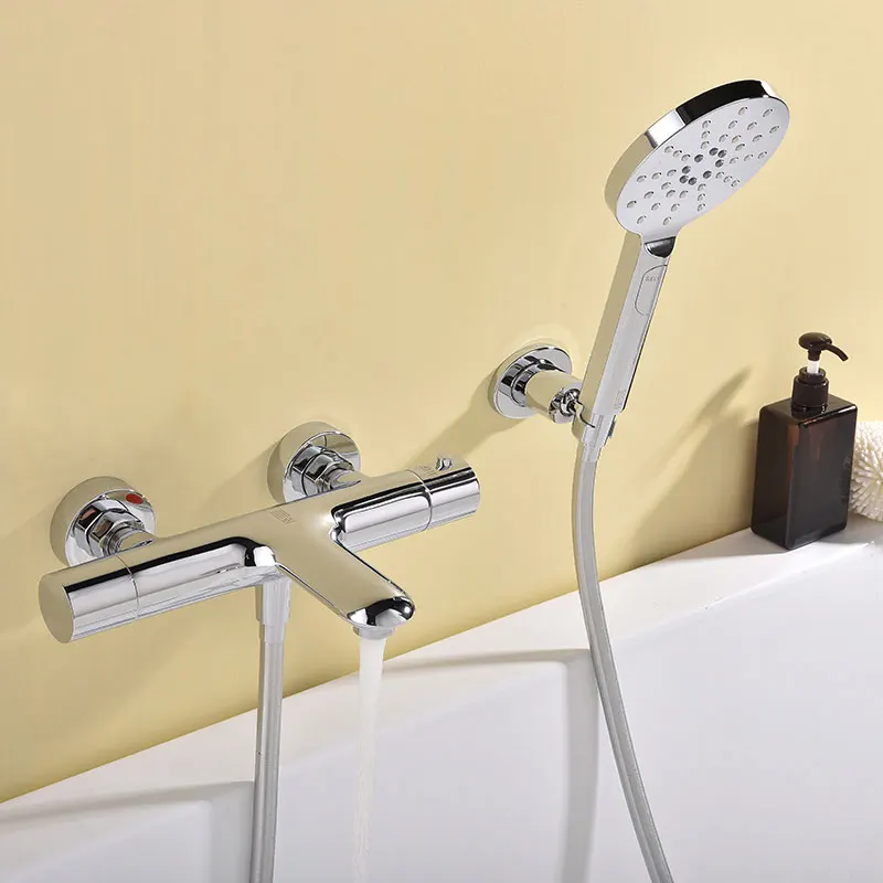  copper thermostatic shower suite bathroom bathtub faucet pressurize shower faucet nozzle water mixi