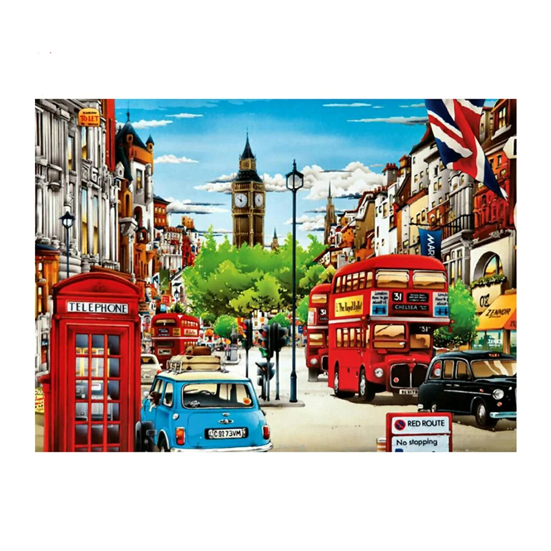 Diy Diamond Painting Square Rhinestone Past Decorative Painting Diamond Embroidery Mosaic London Street Needlework
