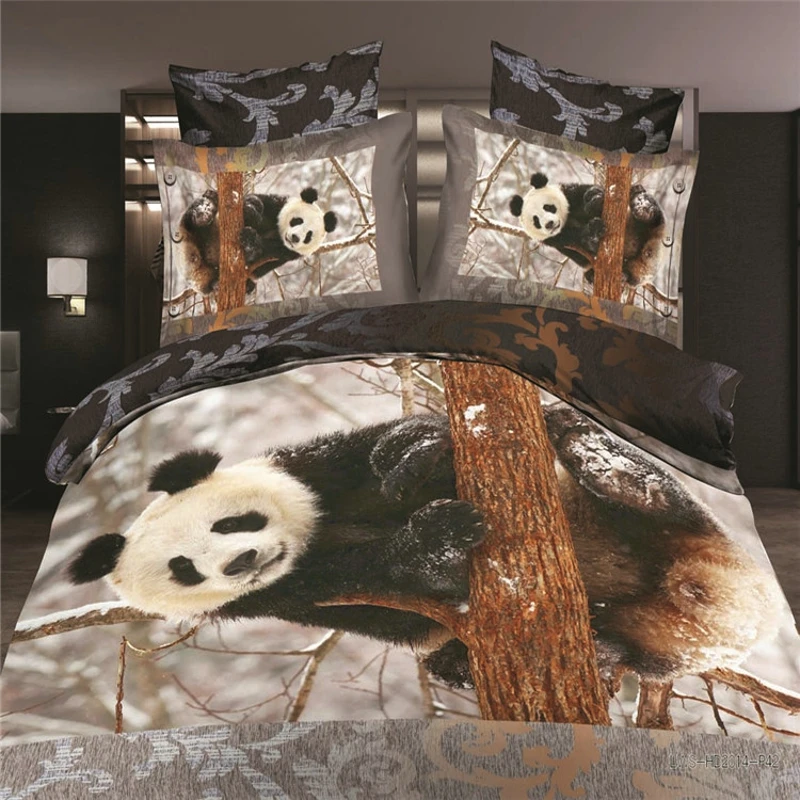 Reactive 3d Panda Wolf Cot Bedding Set Duvet Doona Cover Bed Sheet