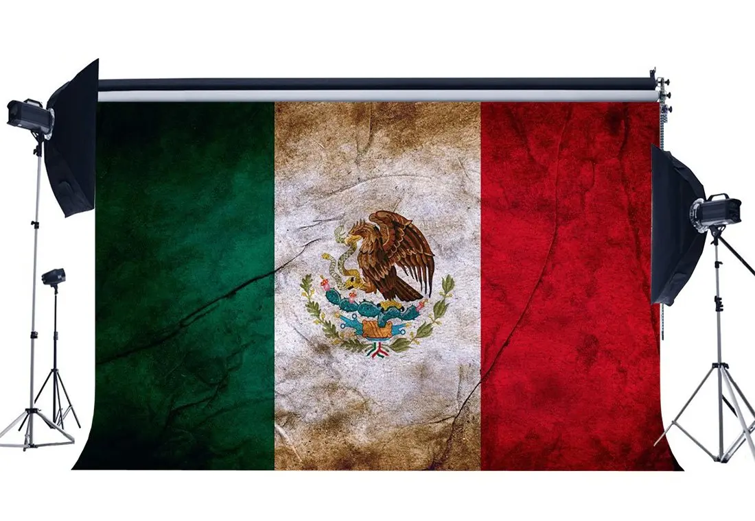 

Mexican Flag Backdrop Mexico Backdrops Shabby Eagle Photography Background for Person Wishing Independence Background
