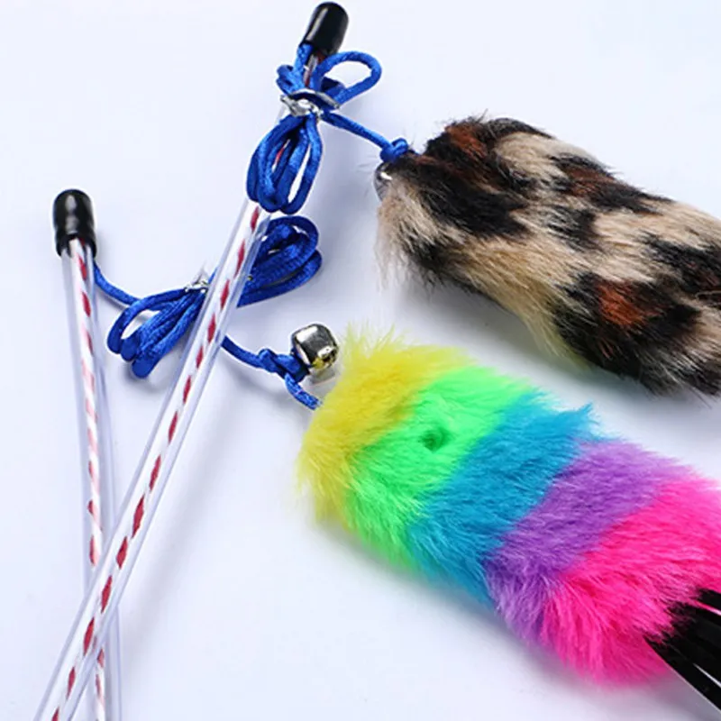 

Cat Teaser Wand Toy, Interactive Pet Transparent Fishing Rod With Colorful Plush Ball Strip Attachment Swing To Attract Cats