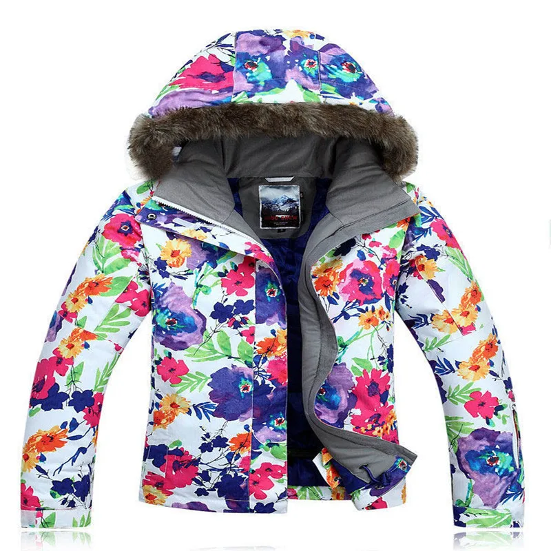 flower colorful Snow coat Woman Ski jacket 10K Waterproof Windproof
