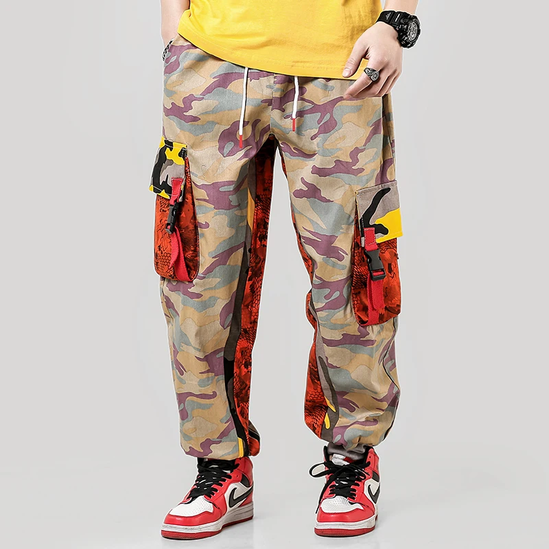 

2018 Mens Fashion Splice joggers pants Camo pants Cargo pants Men Camo Pants Mens Trousers US Size M-XXXL