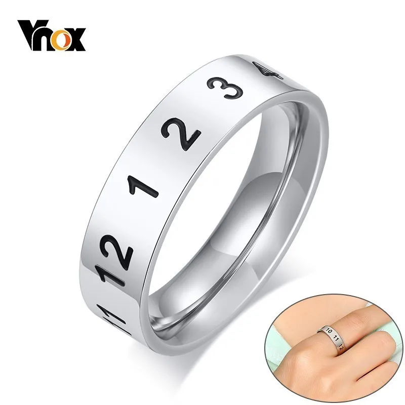 

Vnox Classic Arabic Numerals Wedding Bands Rings for Women Man Silver Tone Stainless Steel Anel Alliance Unisex Bijoux