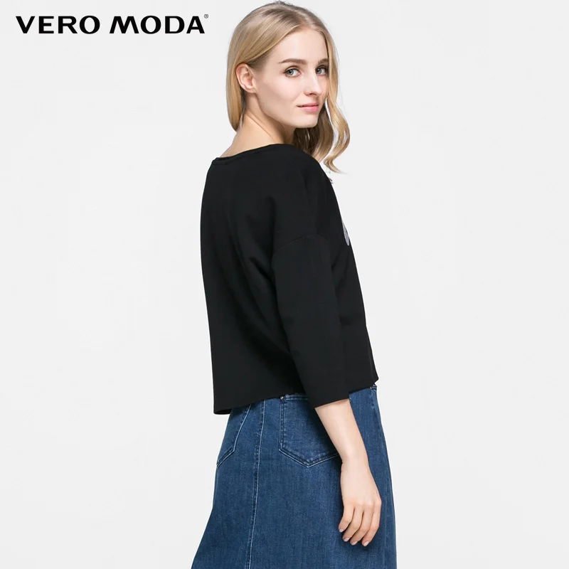 Vero Moda Бренд 2018 Новинка Женский Пуловер Свободный Фасон Короткий Женская Футболка