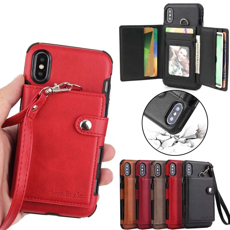 

Luxury PU Leather Wallet Case For iPhone Xs Max 6s 6 Plus Flip Back Cases For iPhone 8 7 plus Xs Cover iphone 7 X Bags Capinha