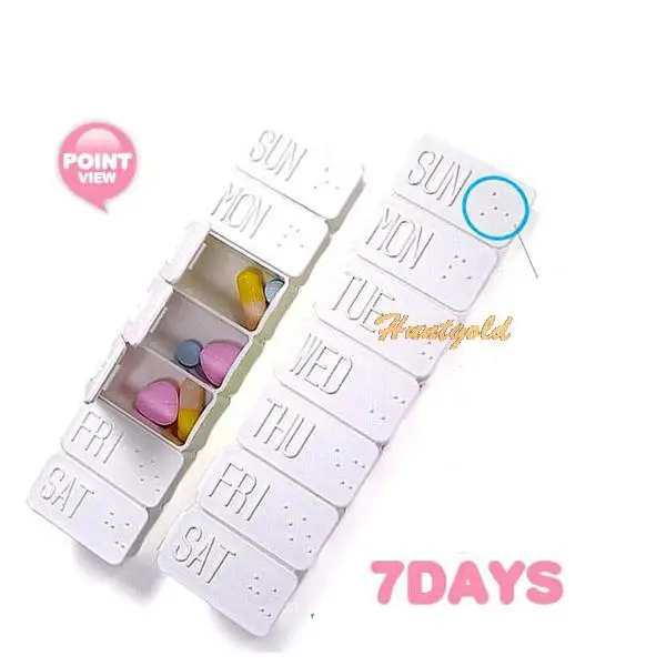 

White Innoxious 7 Days Weekly Medicine Pill Box Drug Storage Pillbox Holder Case