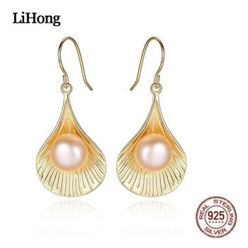 

Fashion Earrings S925 Sterling Silver Earrings Shell Shape Pink White Freshwater Pearl Earrings Wedding Jewelry Accessories