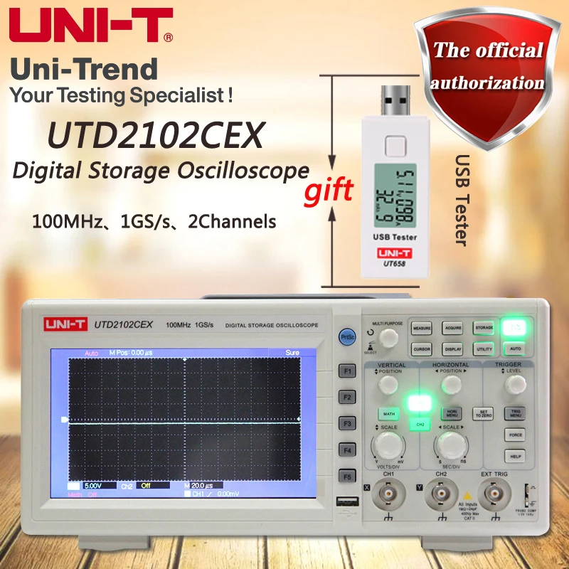 UNI-T UTD2102CEX 100MHz digital storage oscilloscope / 2 channel / 1GS / s sampling rate UNI-T UTD2102CEX 100MHz digital storage oscilloscope / 2 channel / 1GS / s sampling rate
